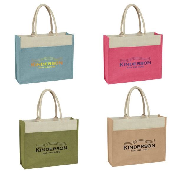 JH3617 Jute Tote With Front Pocket And Custom Imprint